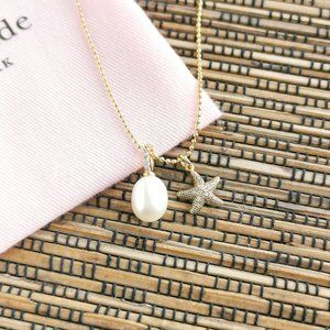 Sea Star Starfish Pearl Pendant Necklace Gold